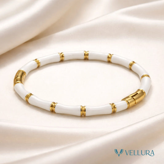 White Beaded Bamboo Bracelet