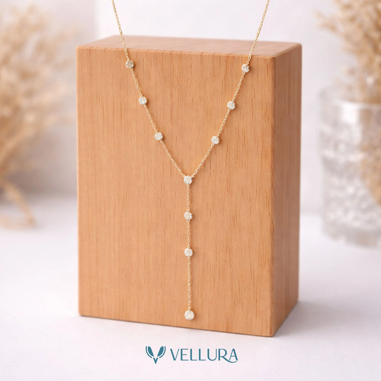 Crystal Drop Gold Necklace