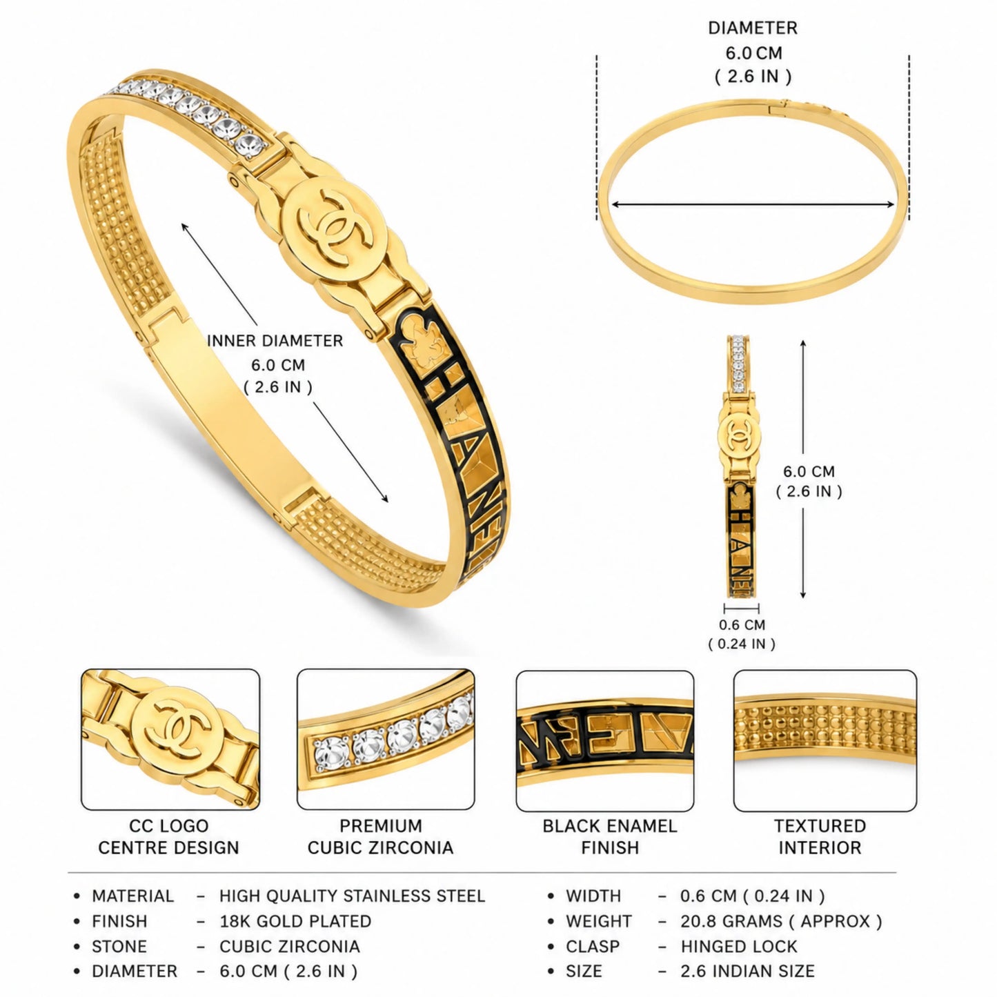 Luxury CC Inspired Gold Bracelet