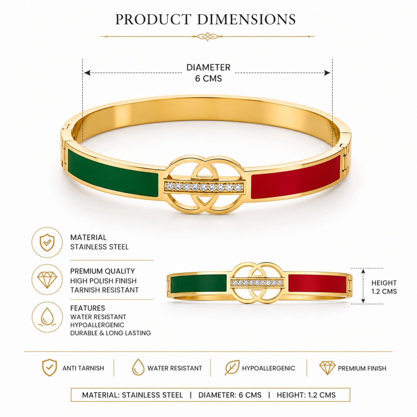 Luxury Red & Green Enamel Bracelet