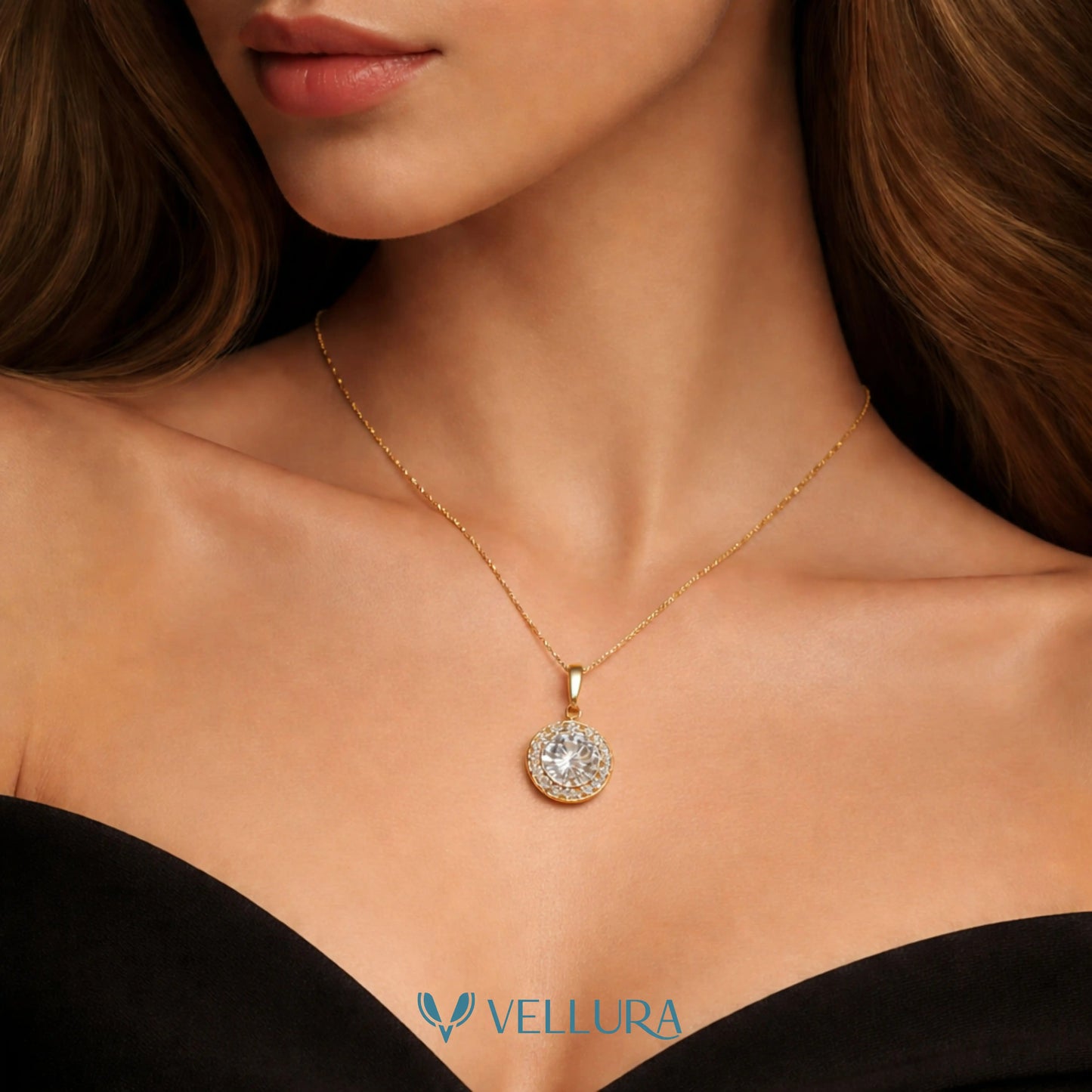 Round Halo With Swarovski Stones