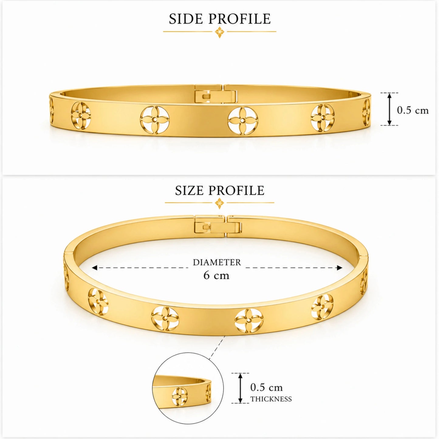 LV Inspired Gold Bracelet
