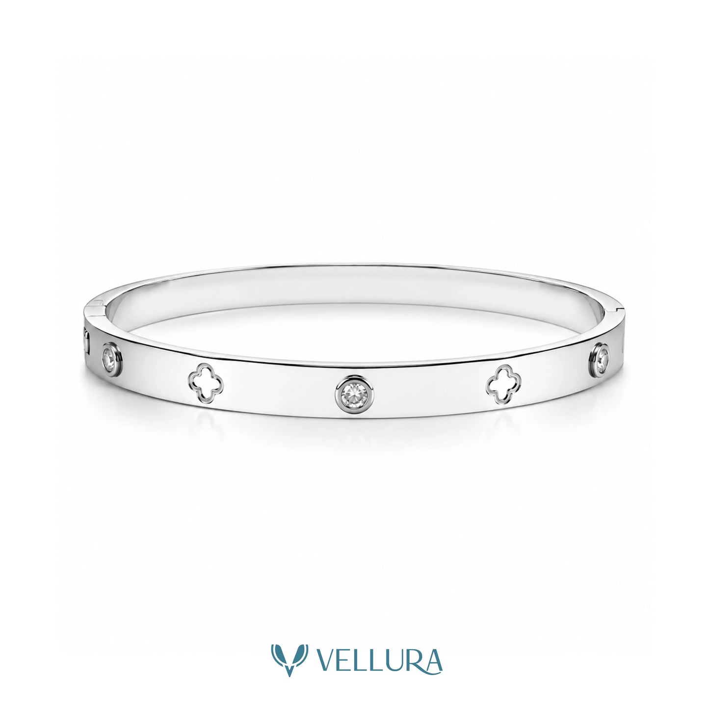 Clover Crystal Silver Bracelet