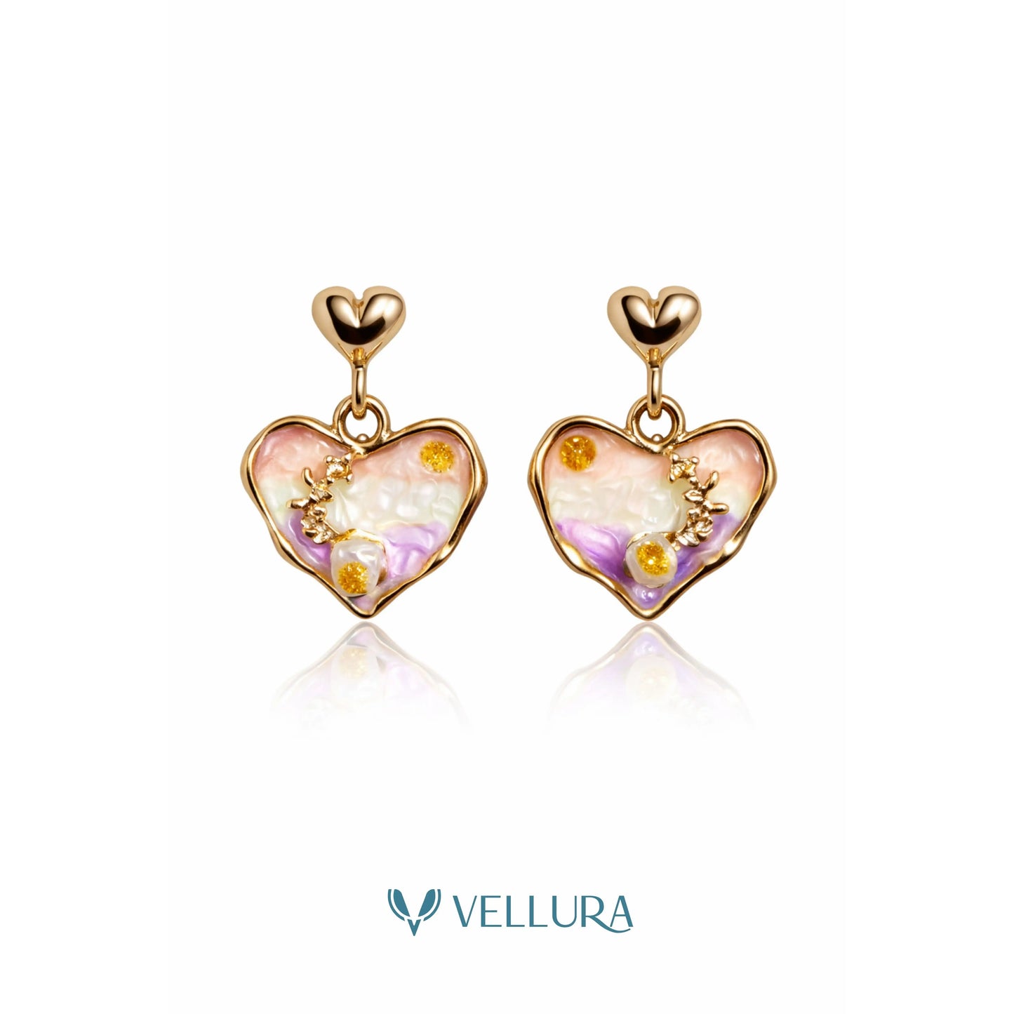 Heart Enamel Drop Earrings