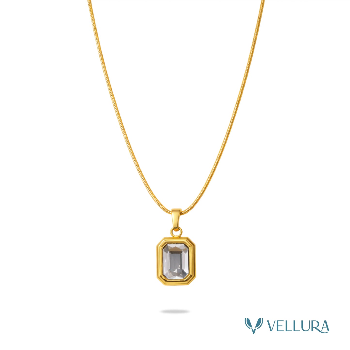 Emerald-Cut Crystal Necklace