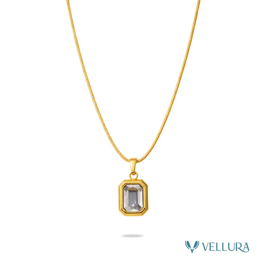 Emerald-Cut Crystal Necklace