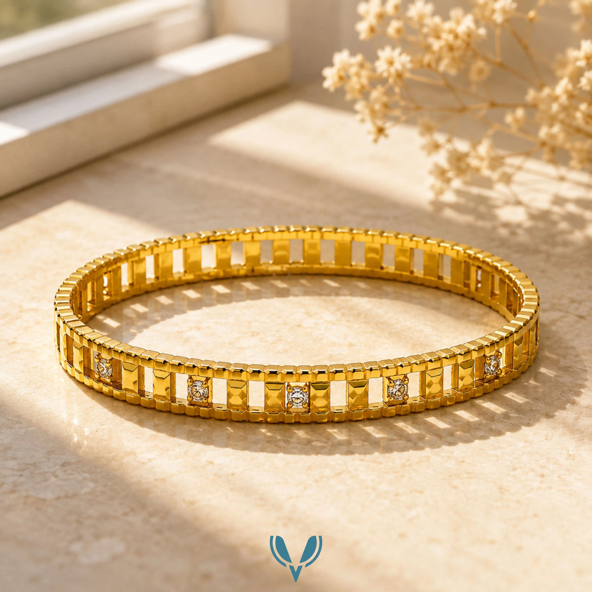 Openwork CZ Bangle Bracelet