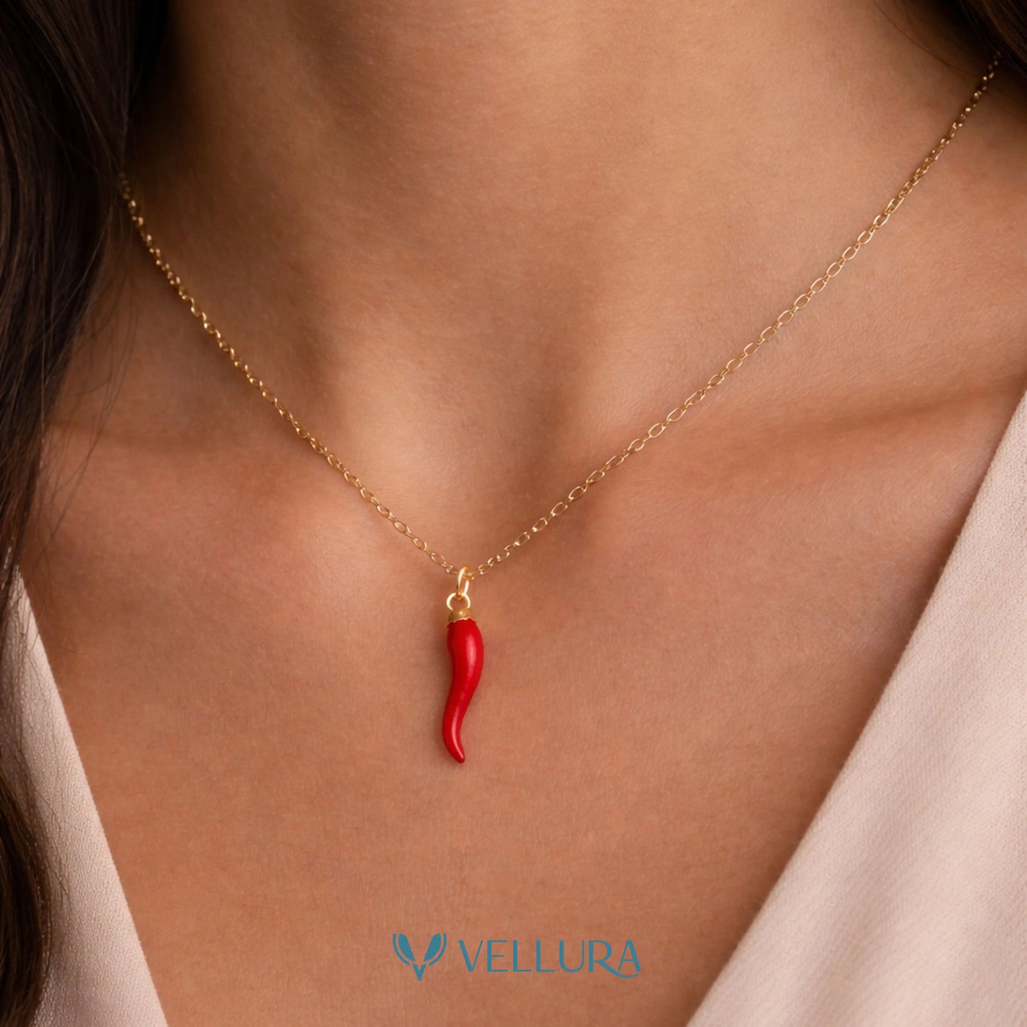 Red mirchi Pendant Necklace