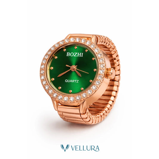Emerald Green Dial Finger Watch Ring
