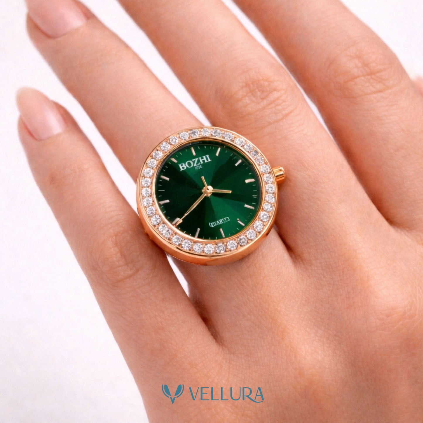 Emerald Green Dial Finger Watch Ring