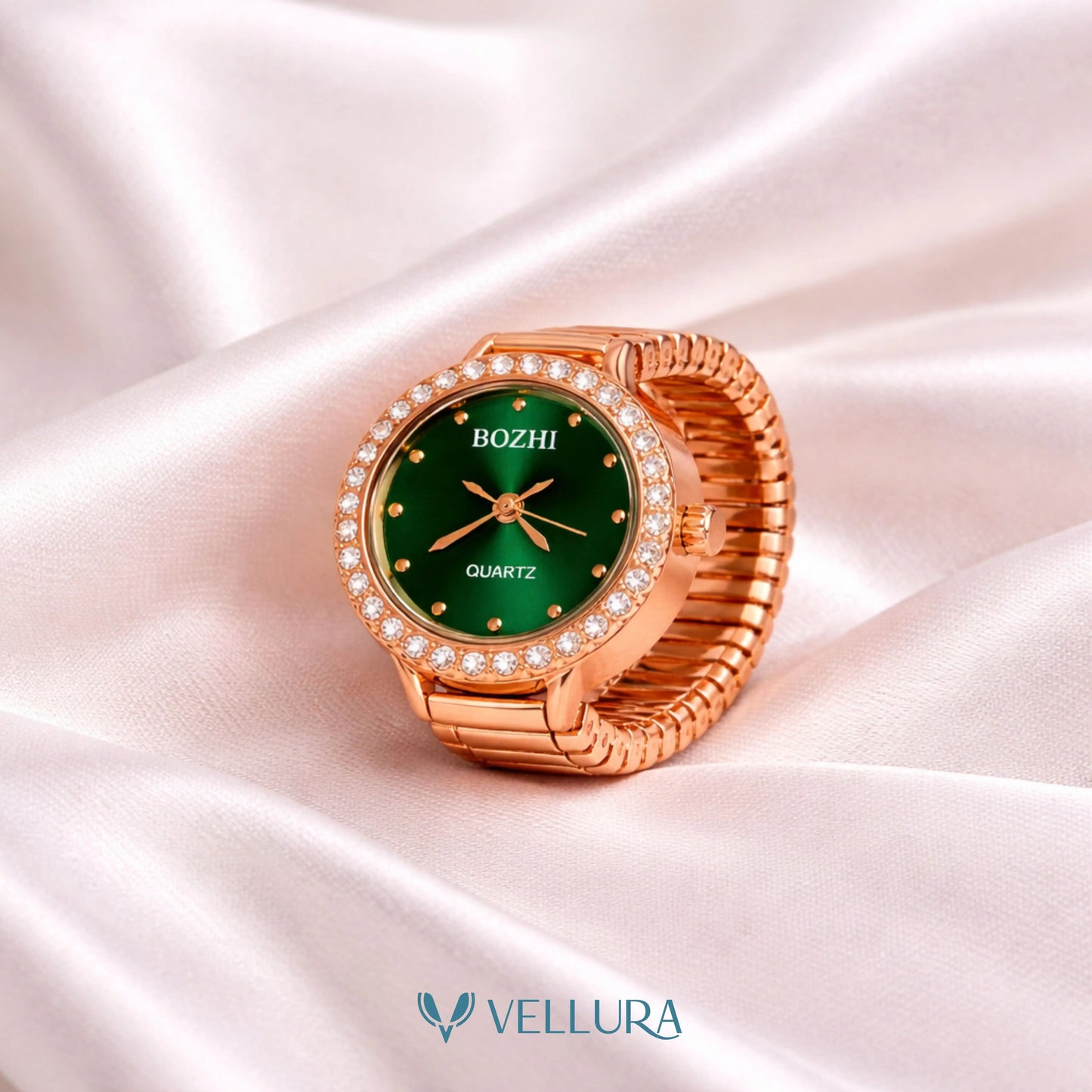 Emerald Green Dial Finger Watch Ring