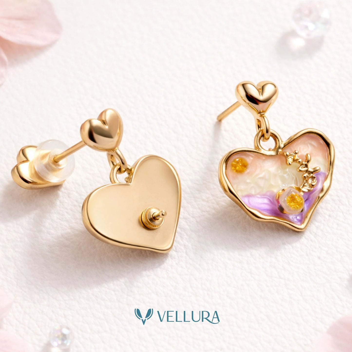 Heart Enamel Drop Earrings