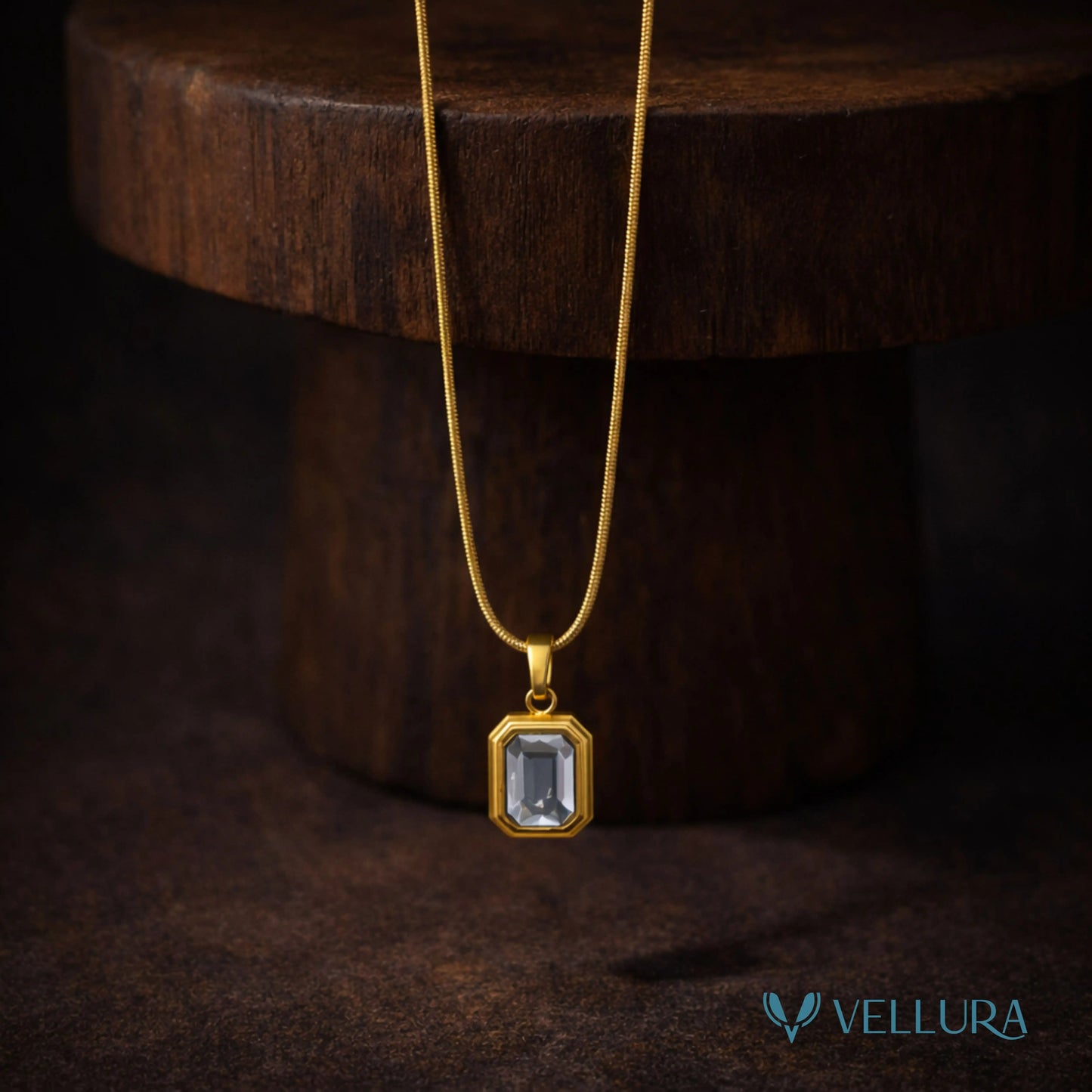 Emerald-Cut Crystal Necklace