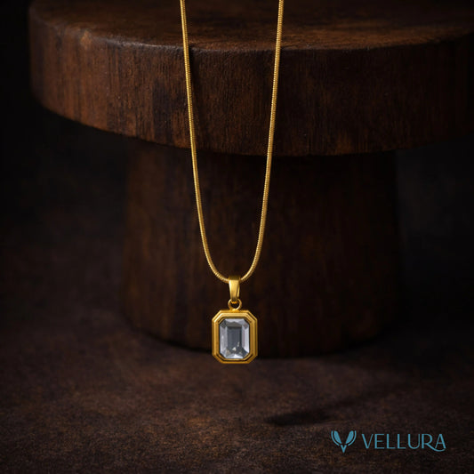Emerald-Cut Crystal Necklace