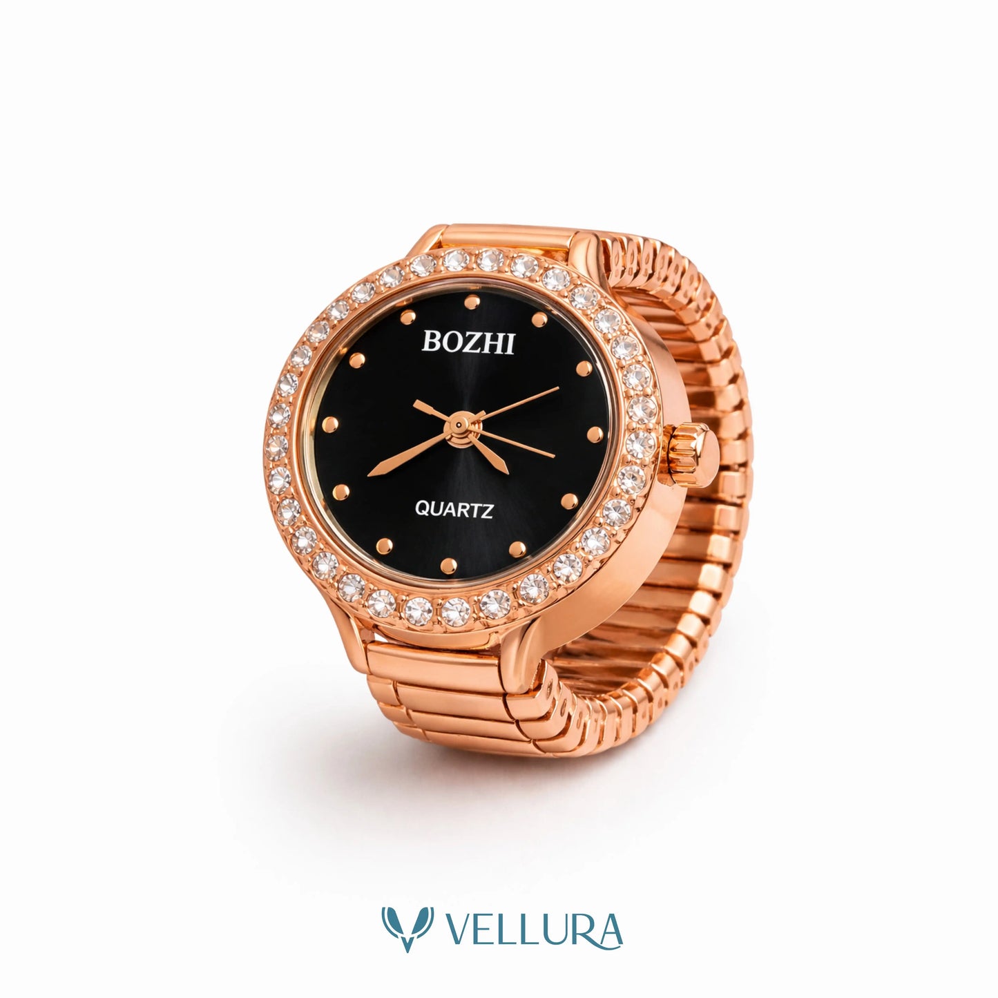 Black Dial Finger Watch Ring