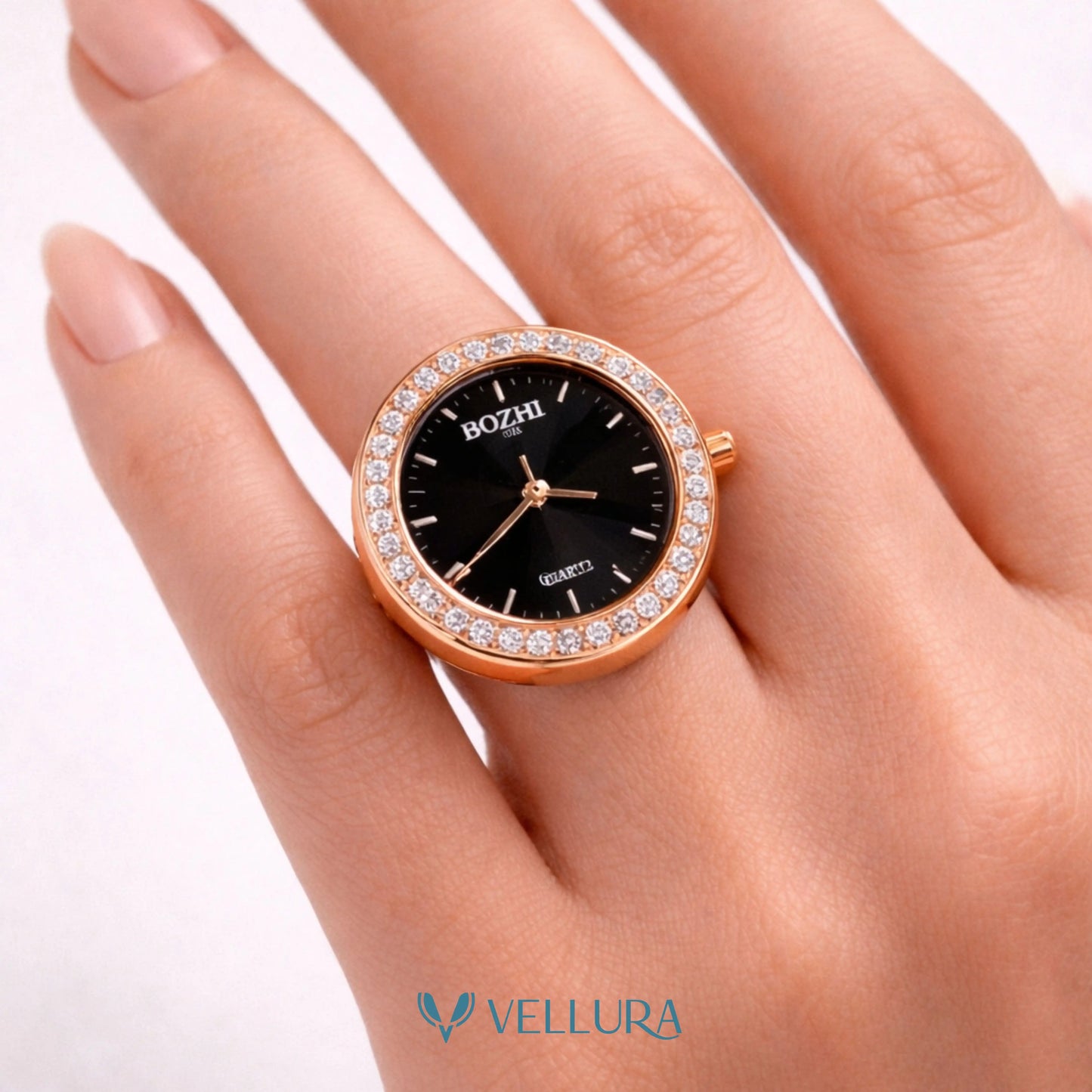 Black Dial Finger Watch Ring