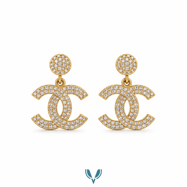 CC'  Monogram Drop Earrings