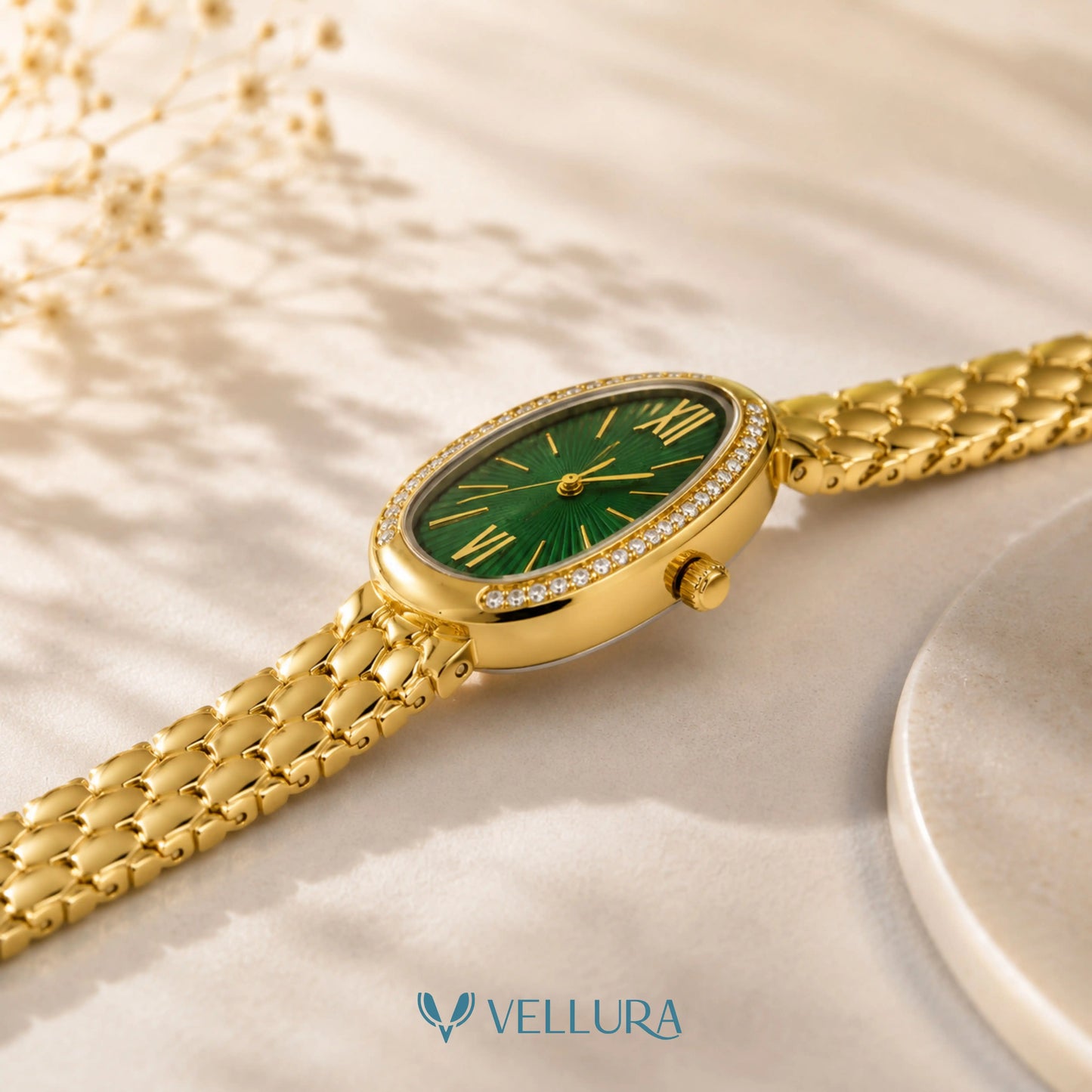 Emerald Royale Crystal Watch-Bvalgari Insipred
