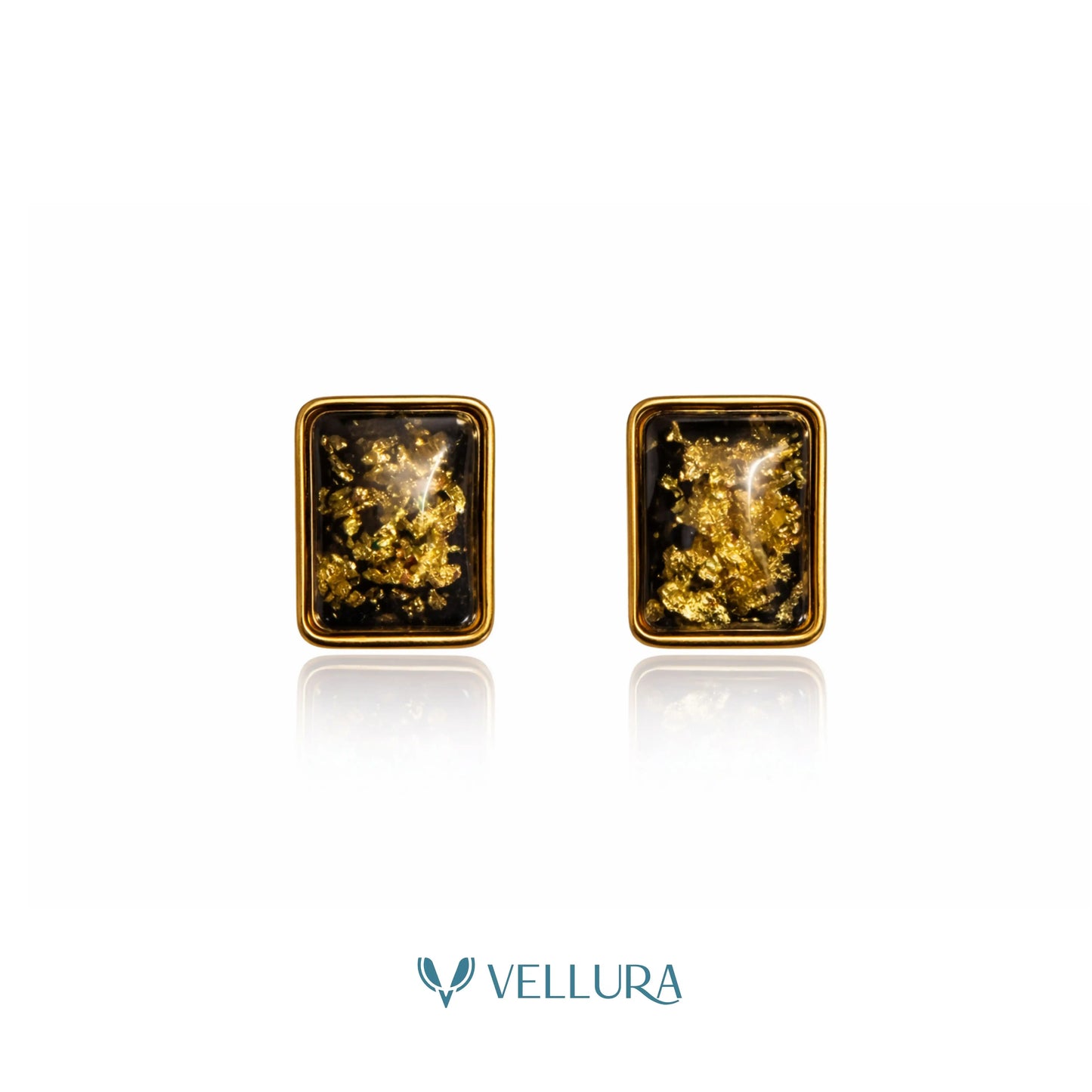 Foil Black Stud Earrings