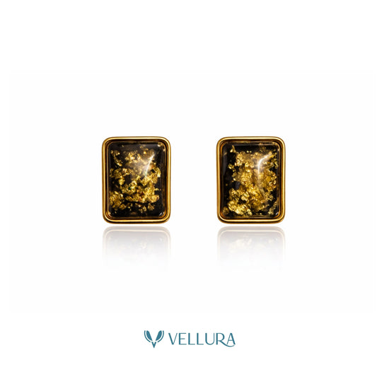 Foil Black Stud Earrings