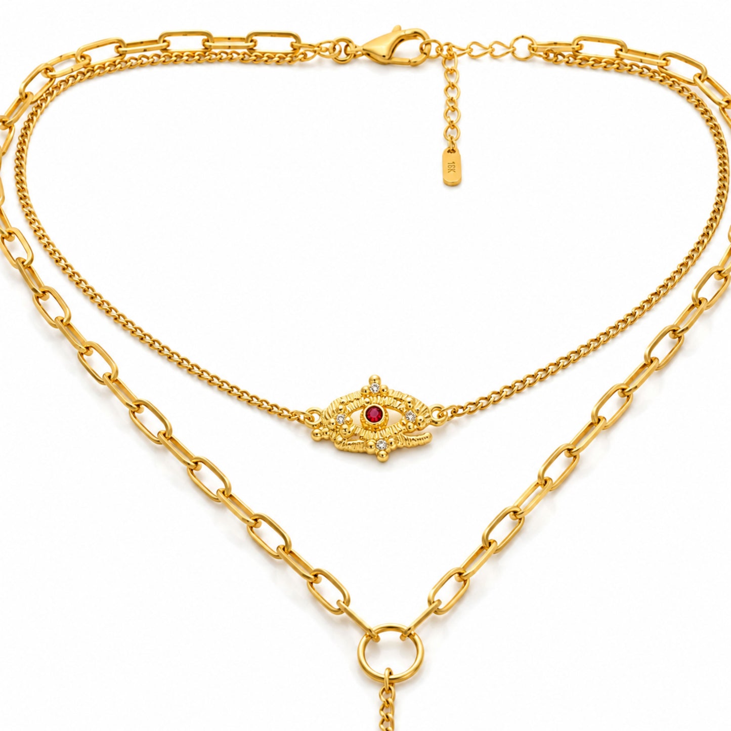 Long Drop Layered Heart Necklace