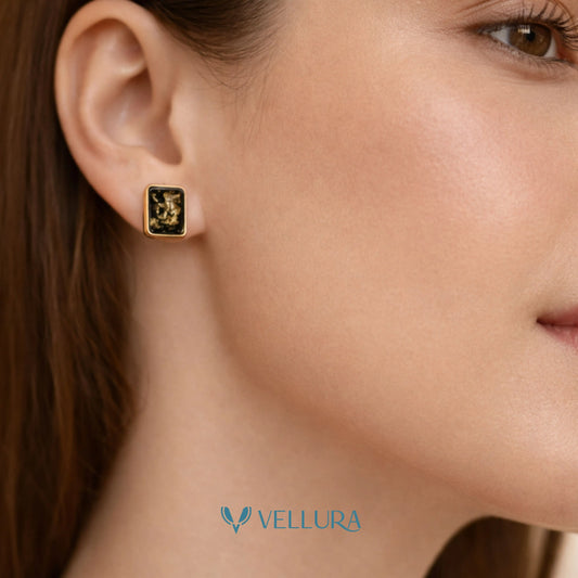 Foil Black Stud Earrings
