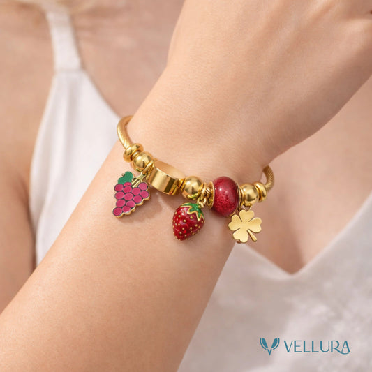 Gold Fruit Charm Bracelet