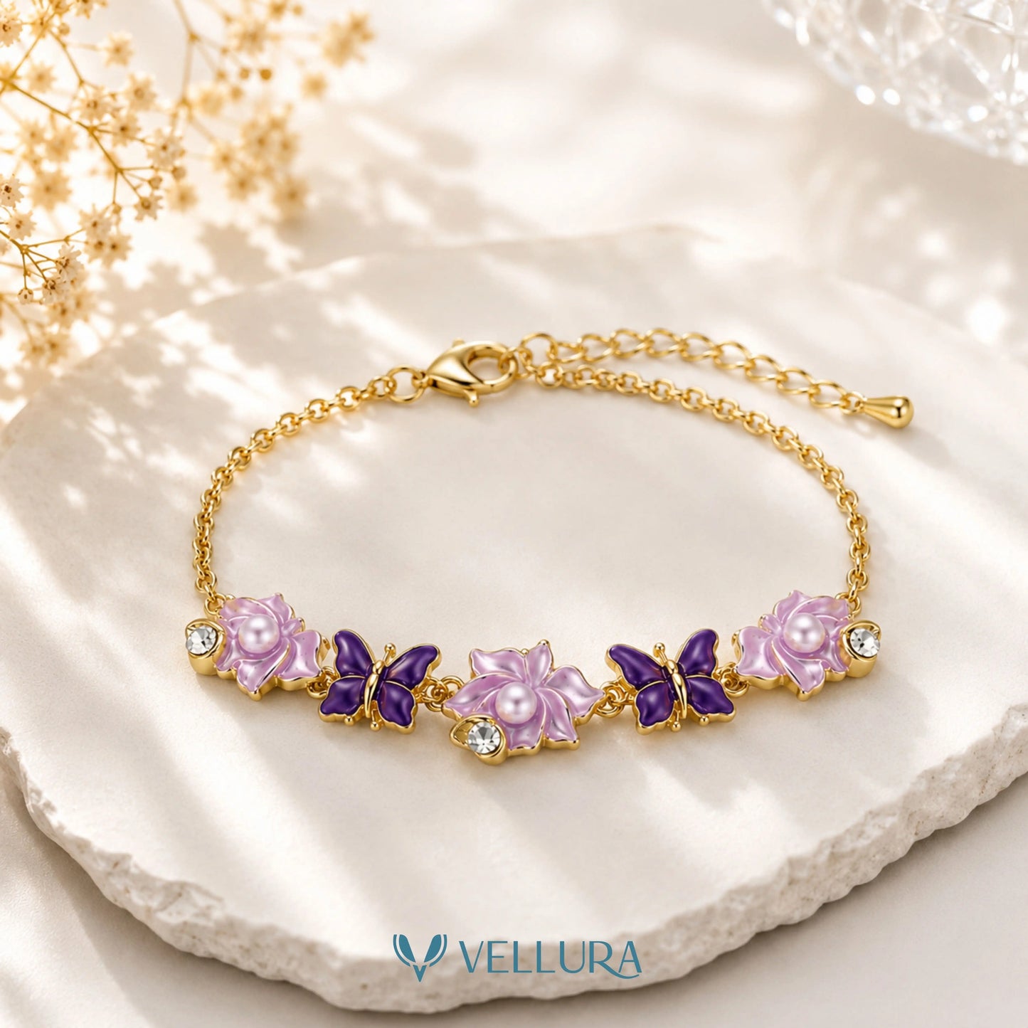 Butterfly & Floral Charm Bracelet