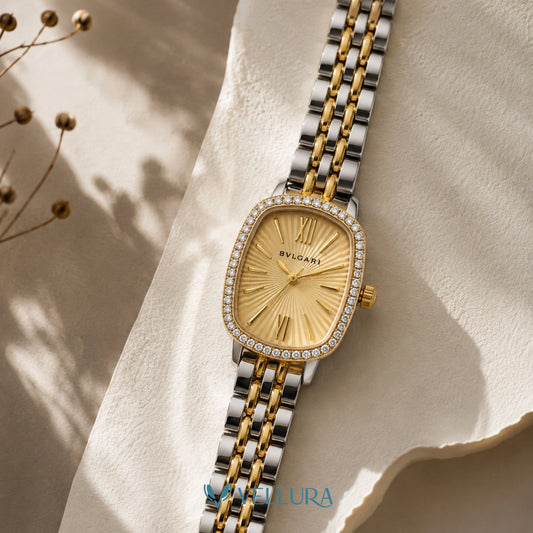 Royale Dual Tone Crystal Watch-Bvalgari Insipred