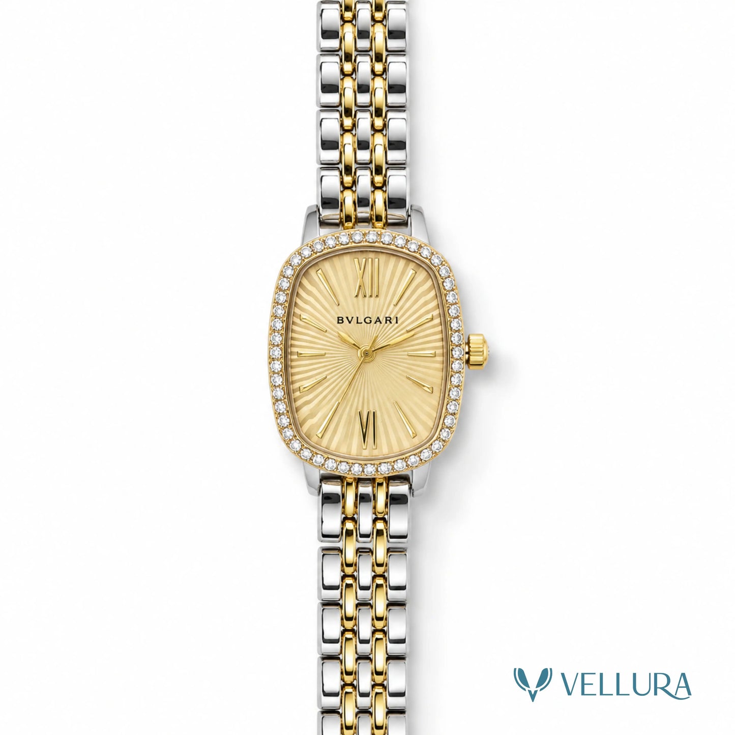 Royale Dual Tone Crystal Watch-Bvalgari Insipred