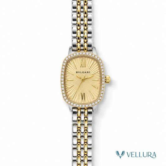 Royale Dual Tone Crystal Watch-Bvalgari Insipred