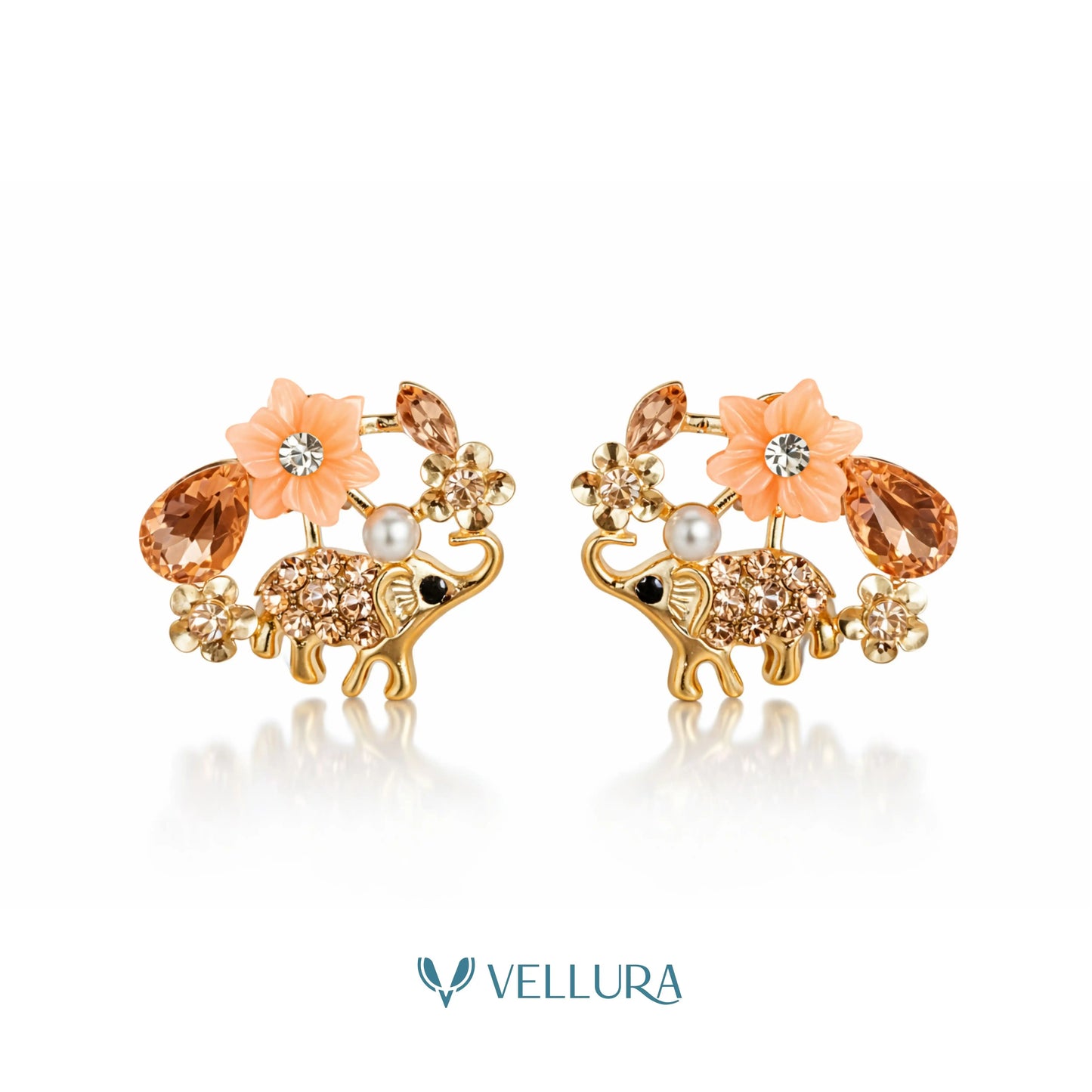 Gold Elephant Stud Earrings