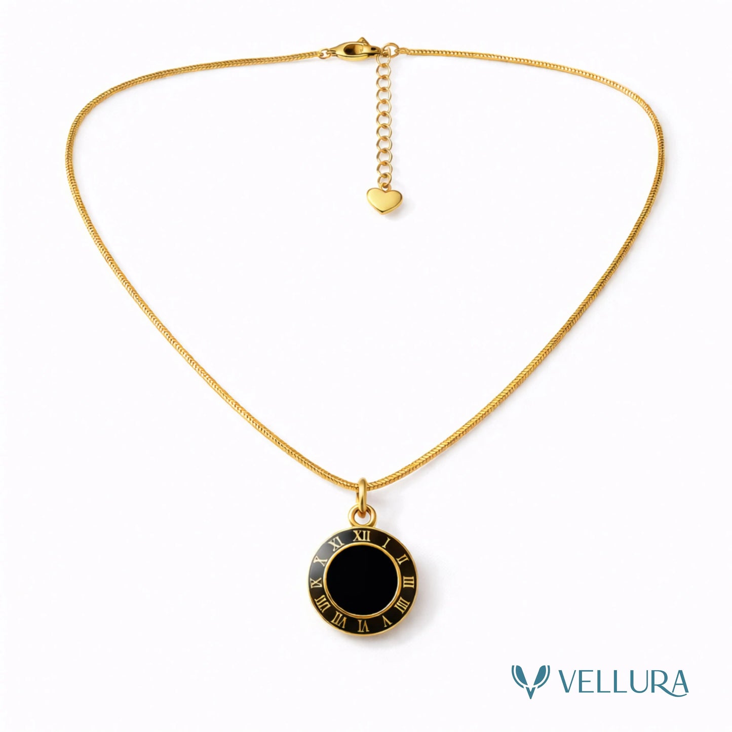 Roman Numeral Black Necklace