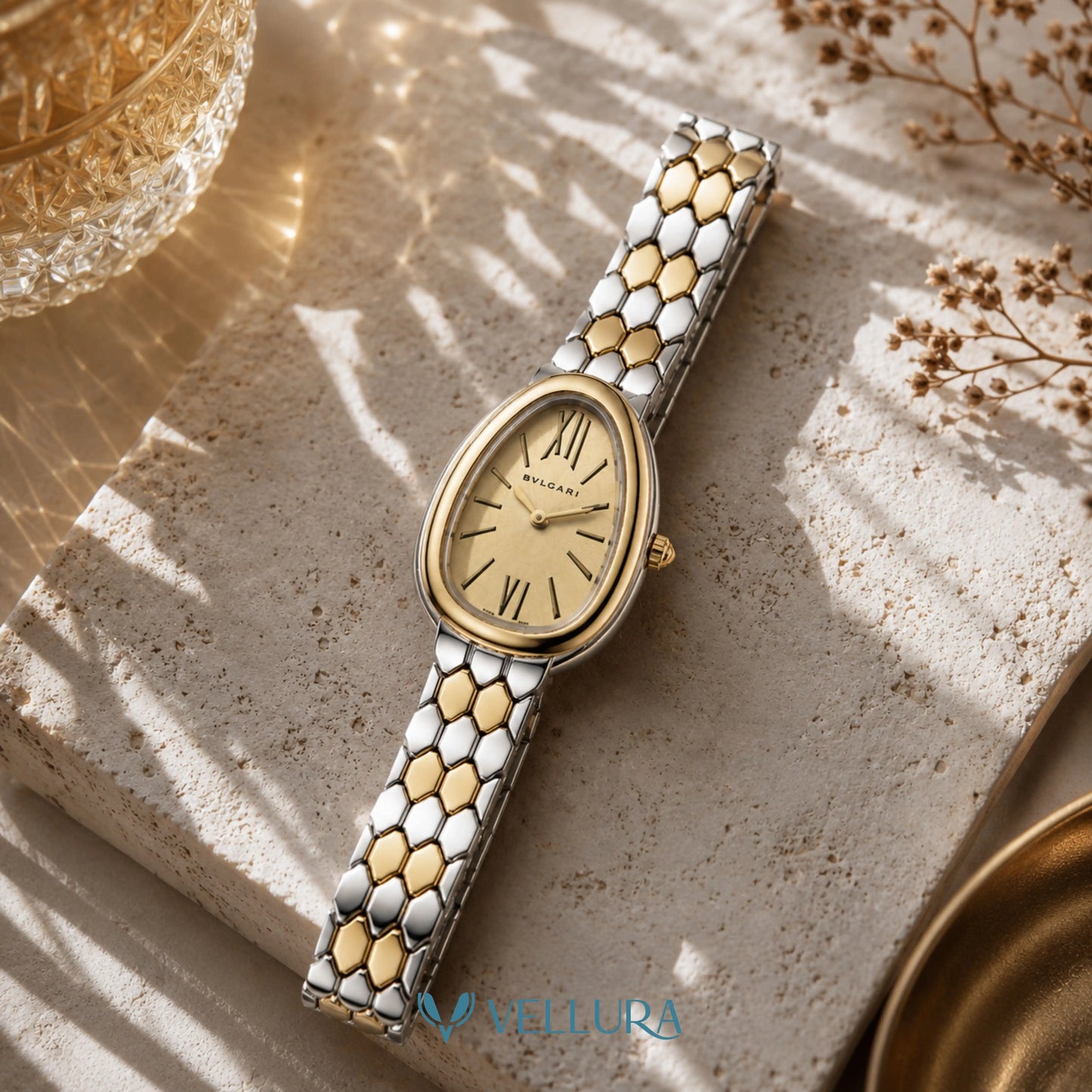Royale Oval Dual Tone Watch-Bvlgari Inspired