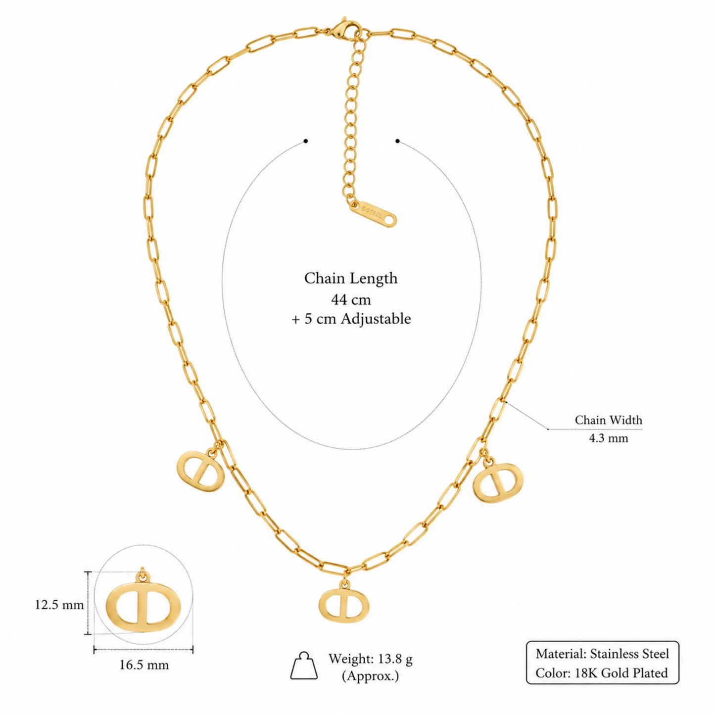 CD Inspired Charm Chain Necklace