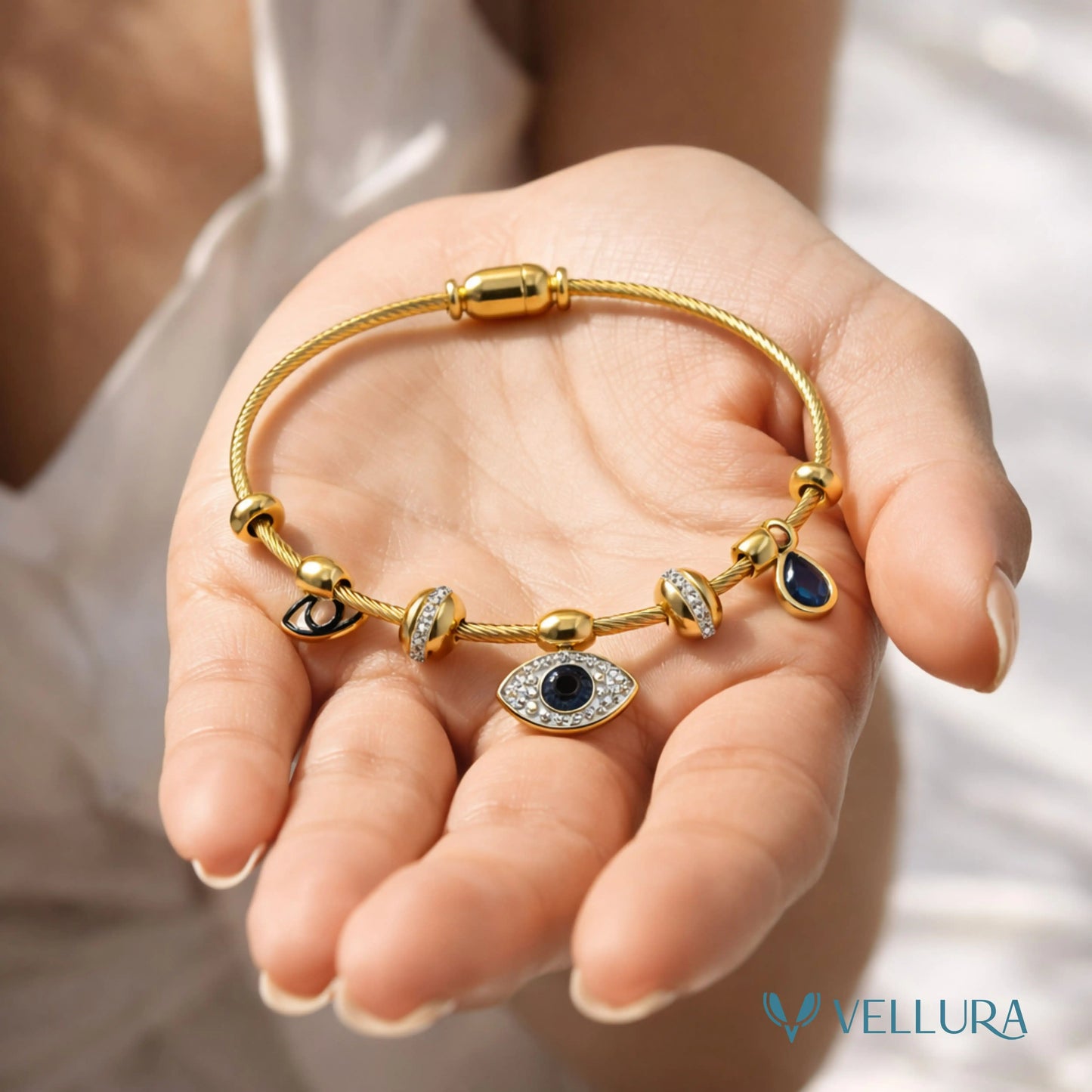 Evil Eye Gold Charm Bracelet