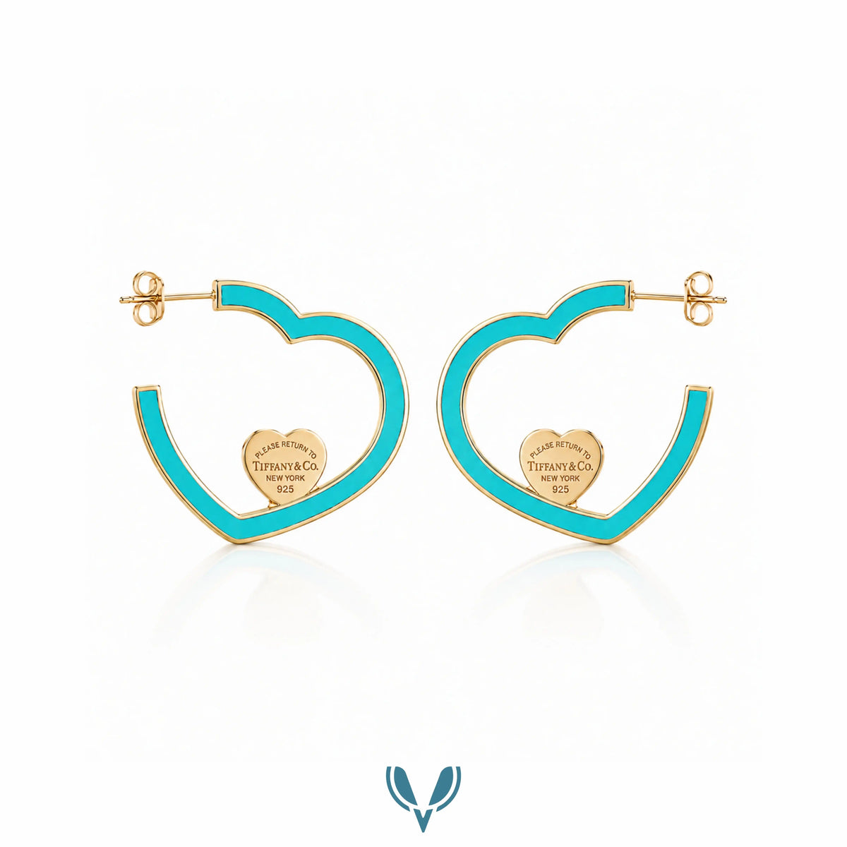 Tiffany' & Co. Turquoise Heart Hoop Earrings
