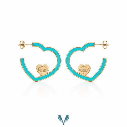 Turquoise Heart Hoop Earrings