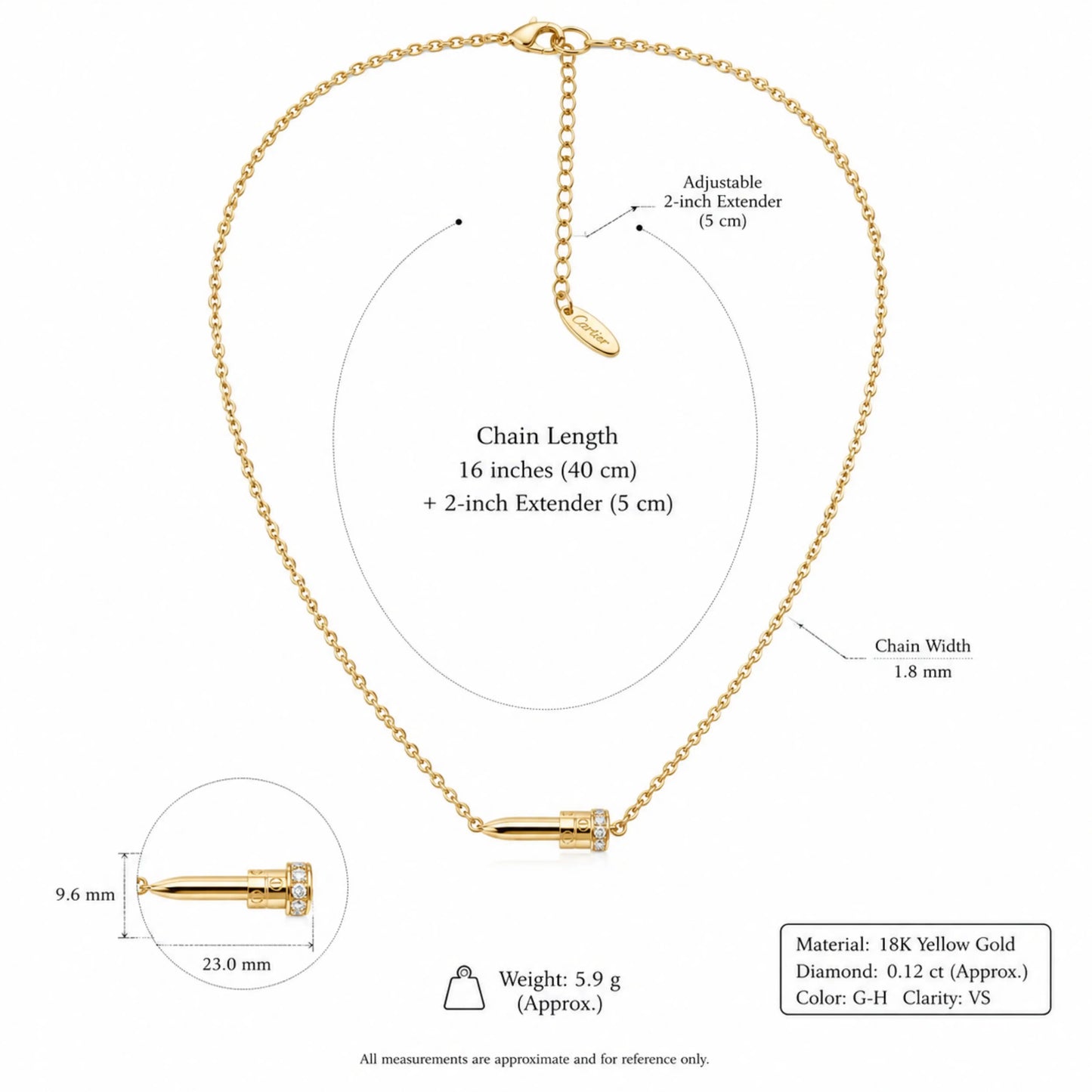 Cartier Inspired Nail Pendant Necklace
