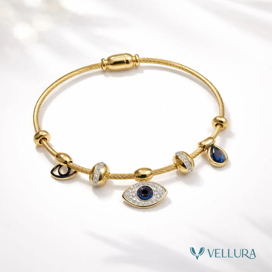 Evil Eye Gold Charm Bracelet