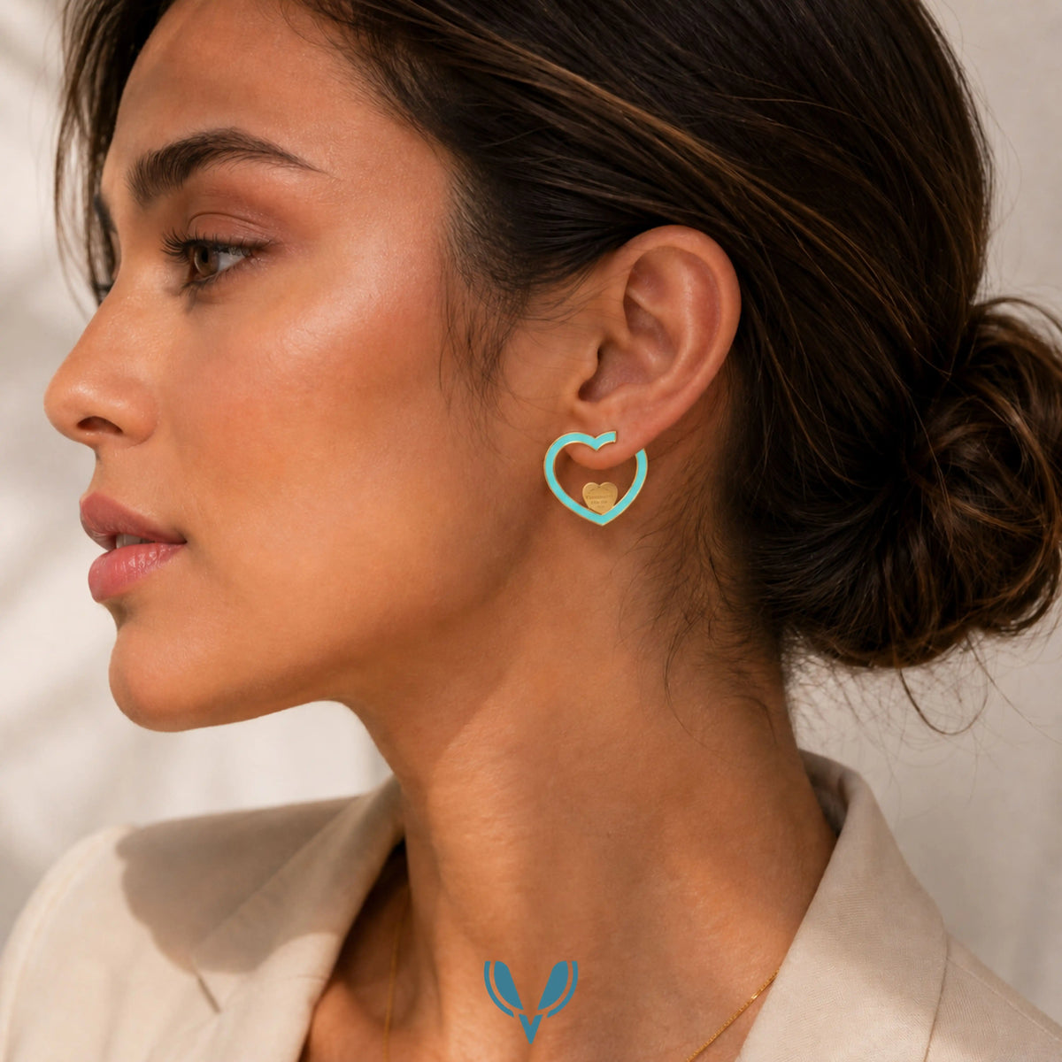 Tiffany' & Co. Turquoise Heart Hoop Earrings