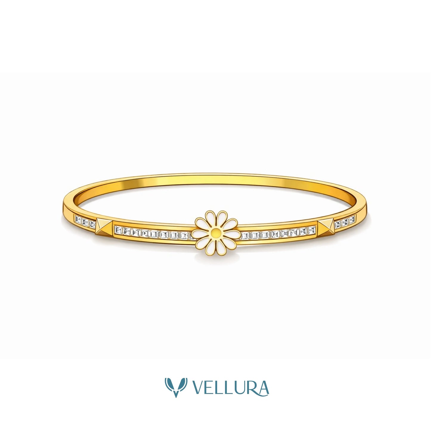 Floral Crystal Gold Bracelet
