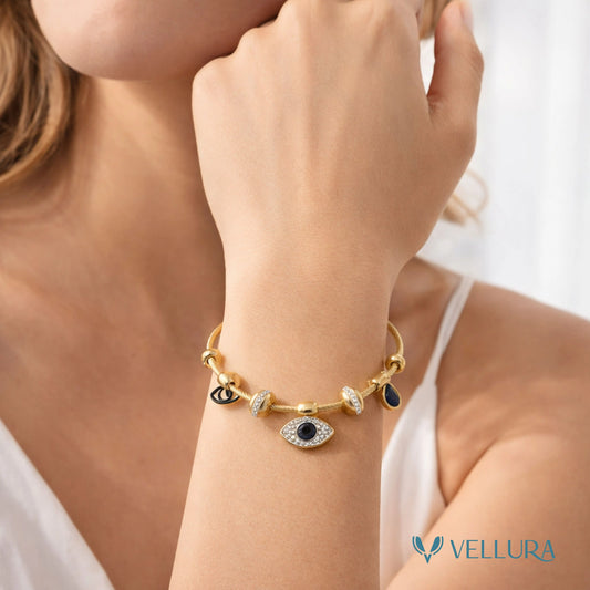 Evil Eye Gold Charm Bracelet