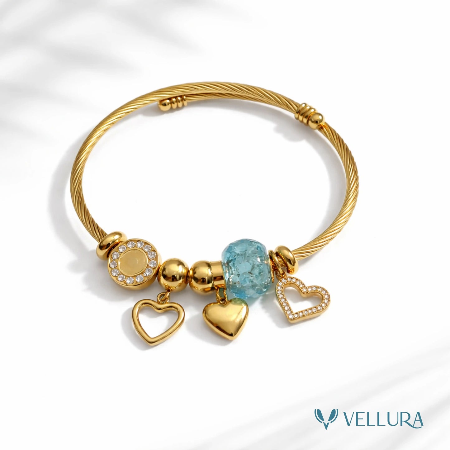 Gold Heart Charm Bracelet