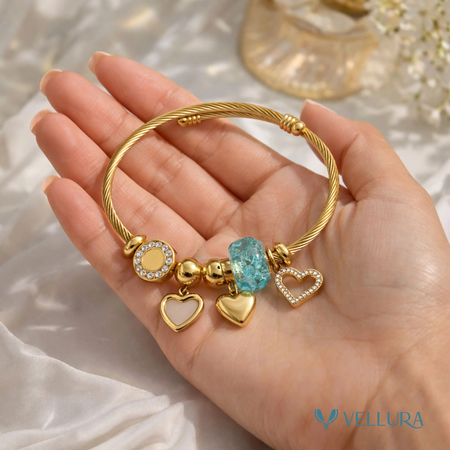 Gold Heart Charm Bracelet