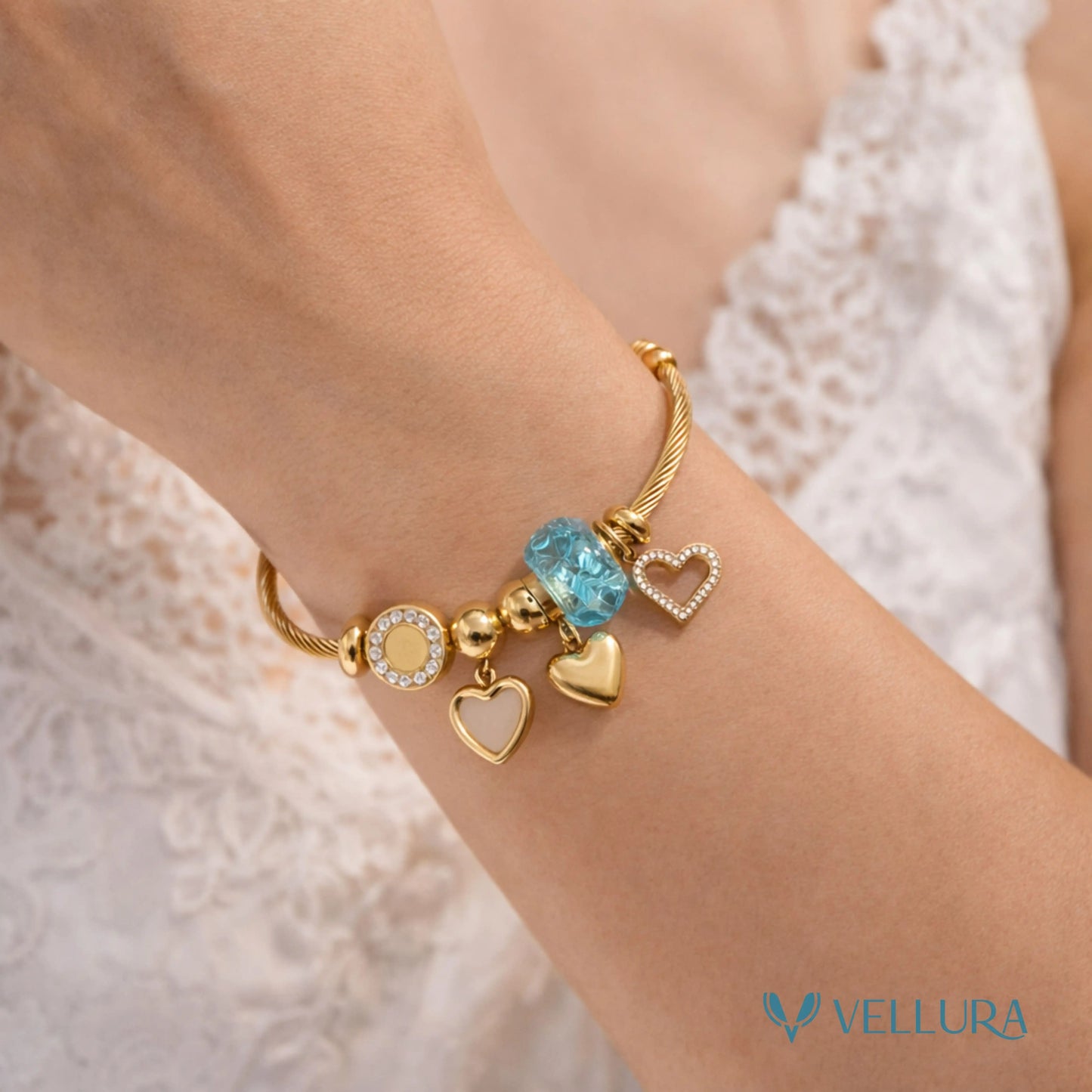 Gold Heart Charm Bracelet