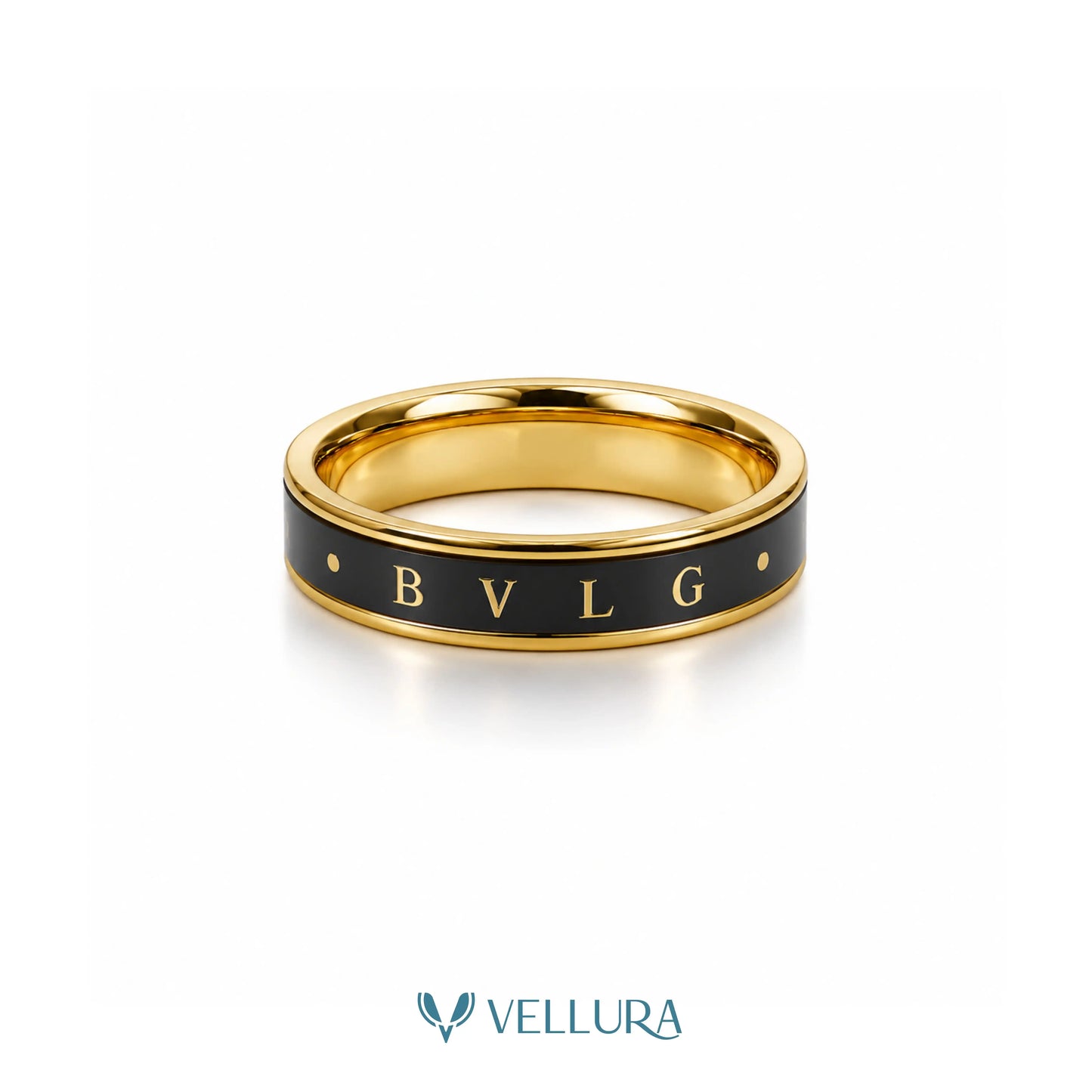 Black & Gold Luxury Band Ring-Bvlgari Insipred