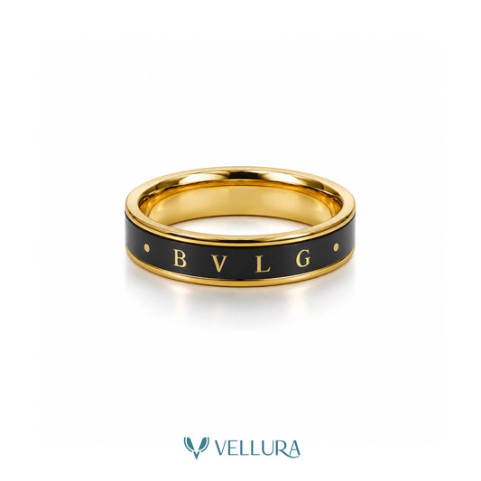 Black & Gold Luxury Band Ring-Bvlgari Insipred