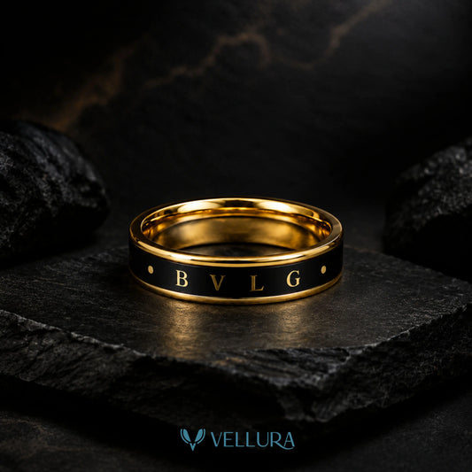 Black & Gold Luxury Band Ring-Bvlgari Insipred