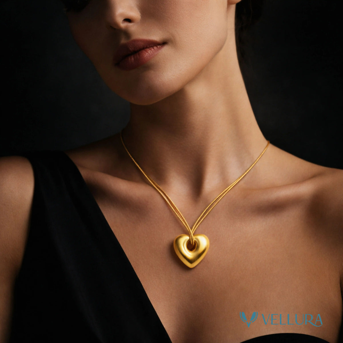 Gold Heart Pendant Necklace